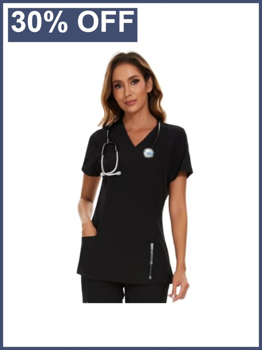 Scrub Tops for Women V-Neck Soft Stretch 3 Pockets Nurse Medical